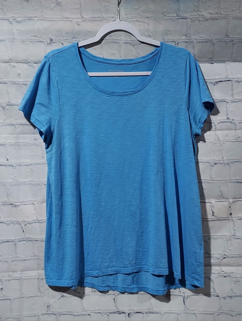 Lilly Pulitzer L Etta T-shirt Top Scoop Neck Blue Pima Cotton Coastal